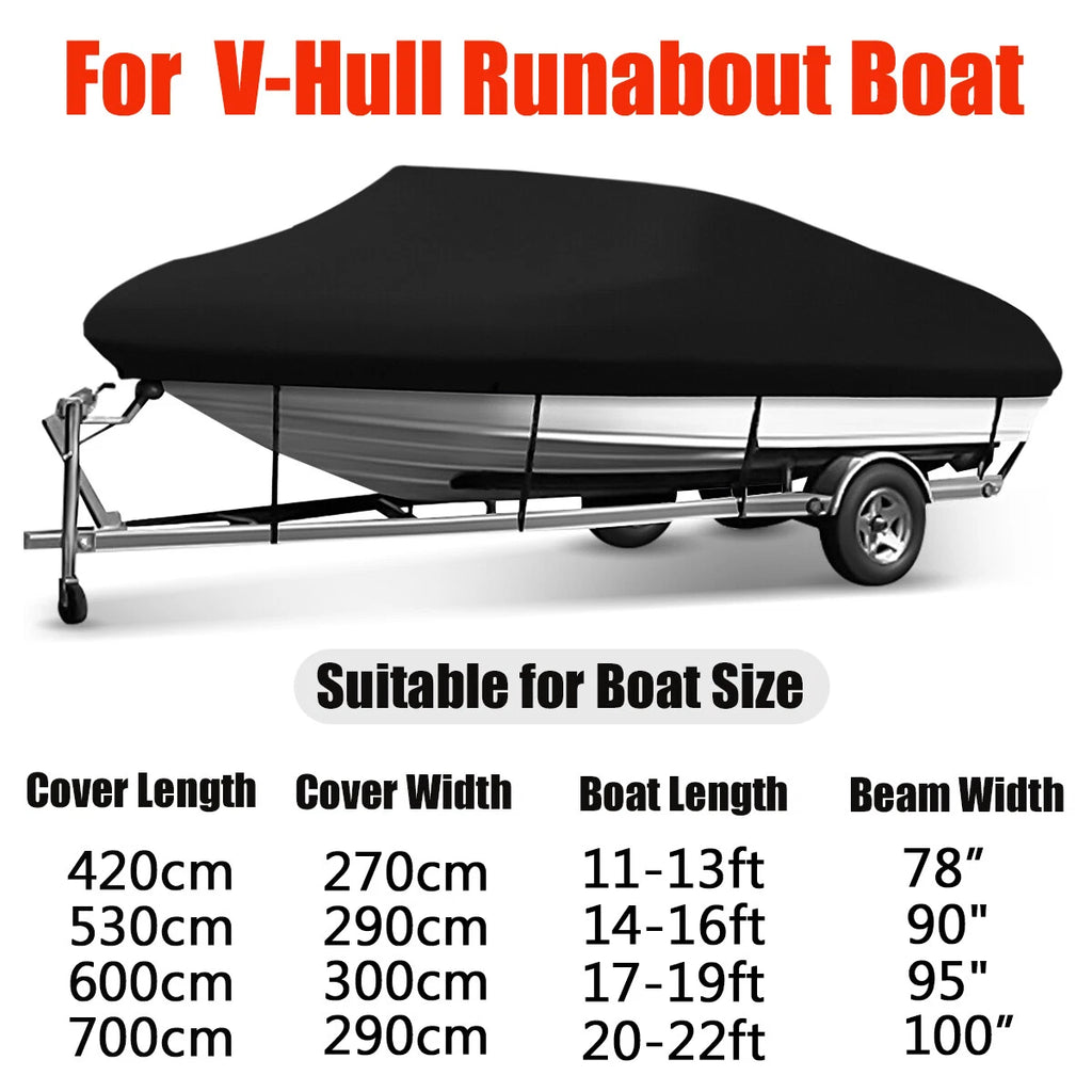 Heavy Duty Waterproof Boat Cover for V-Hull Runabouts (2011–2022)