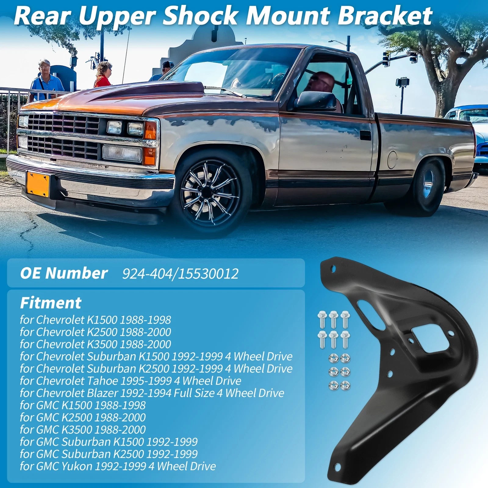 Rear Right Upper Shock Mount Bracket Replacement for Chevrolet K1500 K2500 K3500 (1988–1999)
