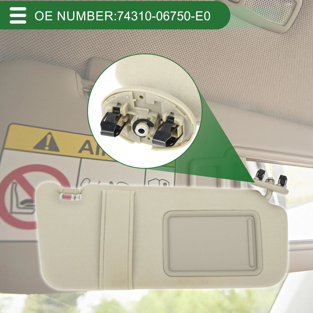 Right Passenger Side Car Sun Visor Replacement for Toyota Camry (2007–2011)