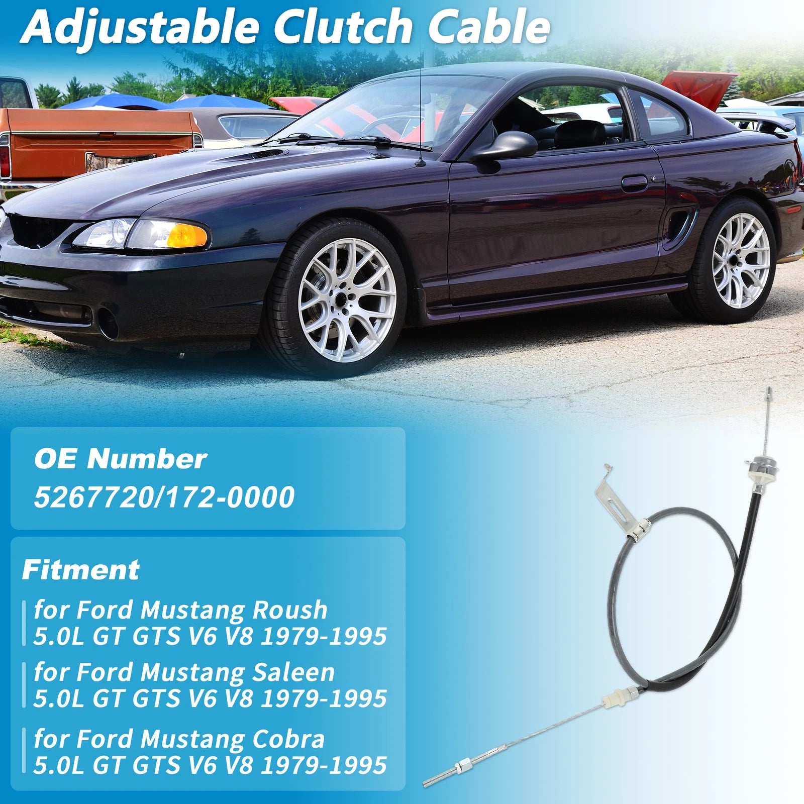 Adjustable Clutch Cable Double Hook Quadrant for Ford Mustang (1979–1995)