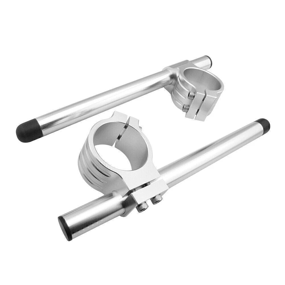 2X 53mm Fork Clip-ons Handle Grip for Ducati 848/1098/1198 (2008–2015) Silver