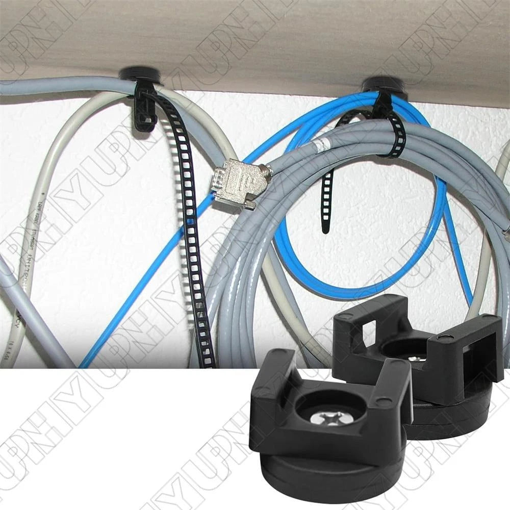 Set of 20 Magnetic Multi-Purpose Cable Tie Mounts - Black