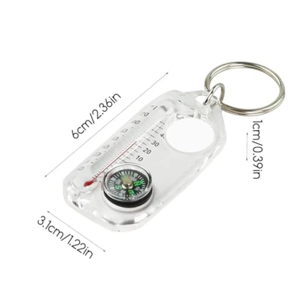 Lightweight Camping Keychain with Compass & Thermometer for Safe Travel