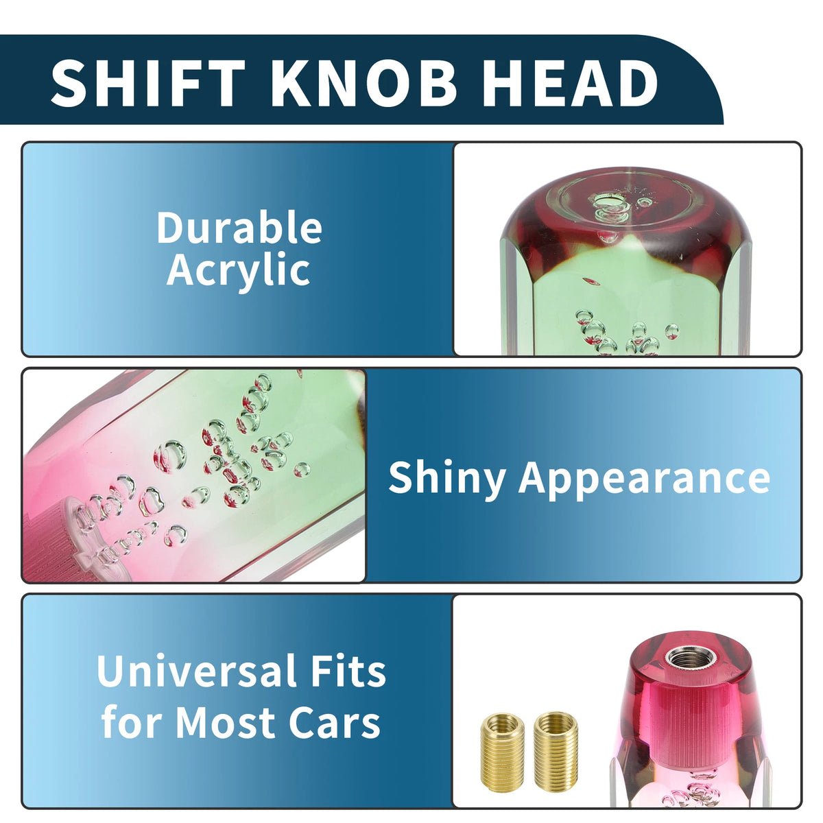 Shift Knob Set of 1 for Universal Vehicles (10cm, Acrylic Green White)
