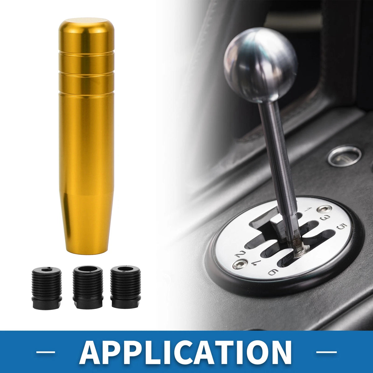 Shift Knob for Universal Vehicles (13cm, Aluminum Alloy, Gold Tone)