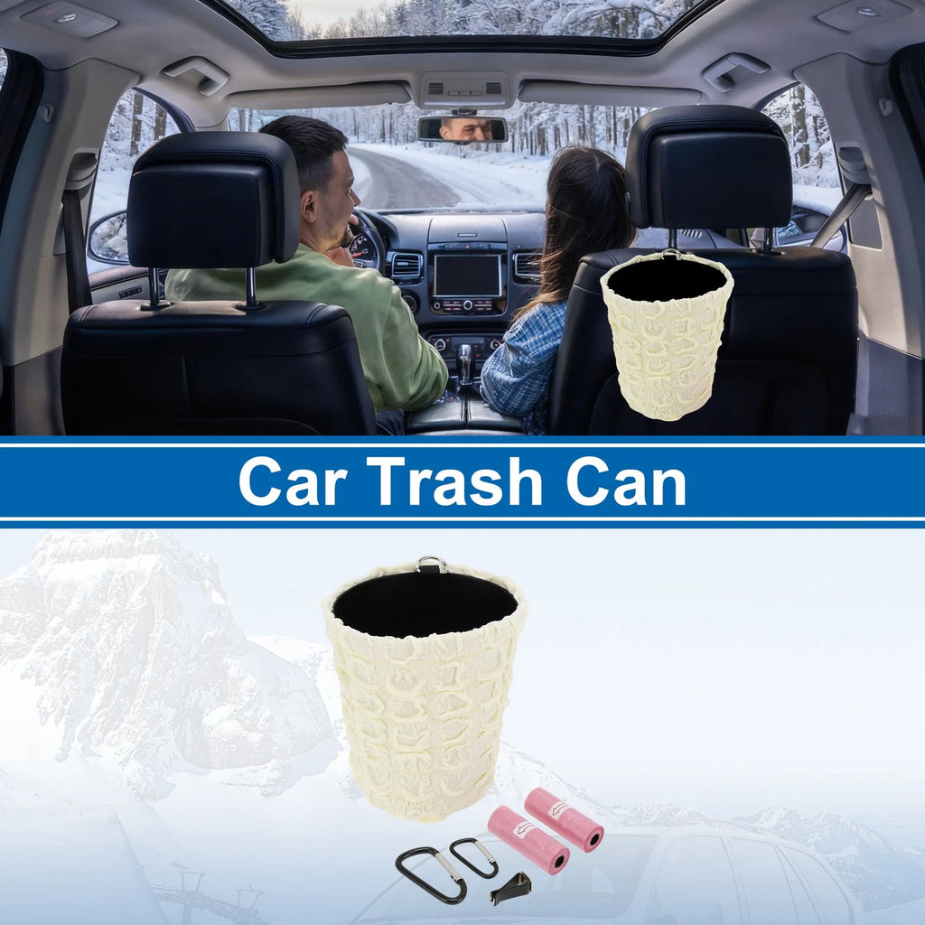 Oval Fabric Garbage Bag for Universal Car (1 Pc) - Seat Back Hook Trash Bin