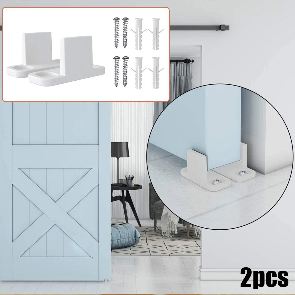 Set of 4 Plastic L-Guide Floor Guides for Sliding Barn Door Hardware