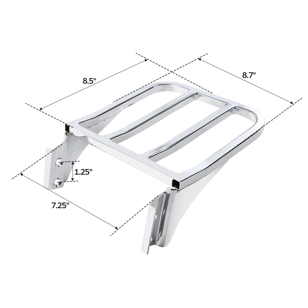 Chrome Sissy Bar Backrest Luggage Rack for Harley Dyna