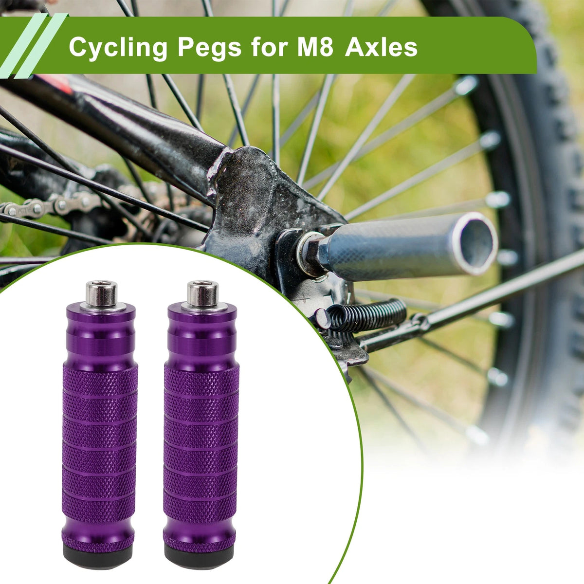 Aluminum Anti Skid Bike Pegs 3.7 in Mesh Five Bars for M8 Axles