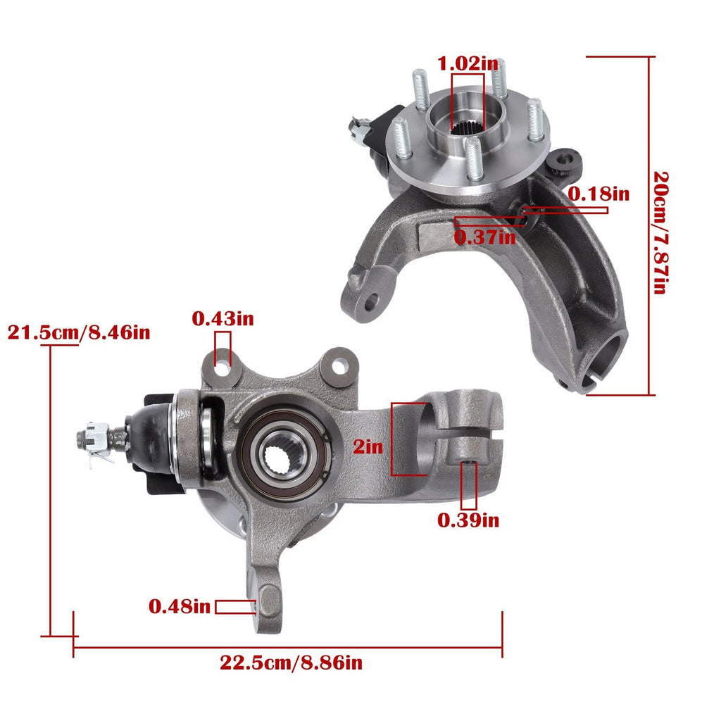 2X Front Steering Knuckles Wheel Hub Bearings for Ford Transit Connect (2010–2013)