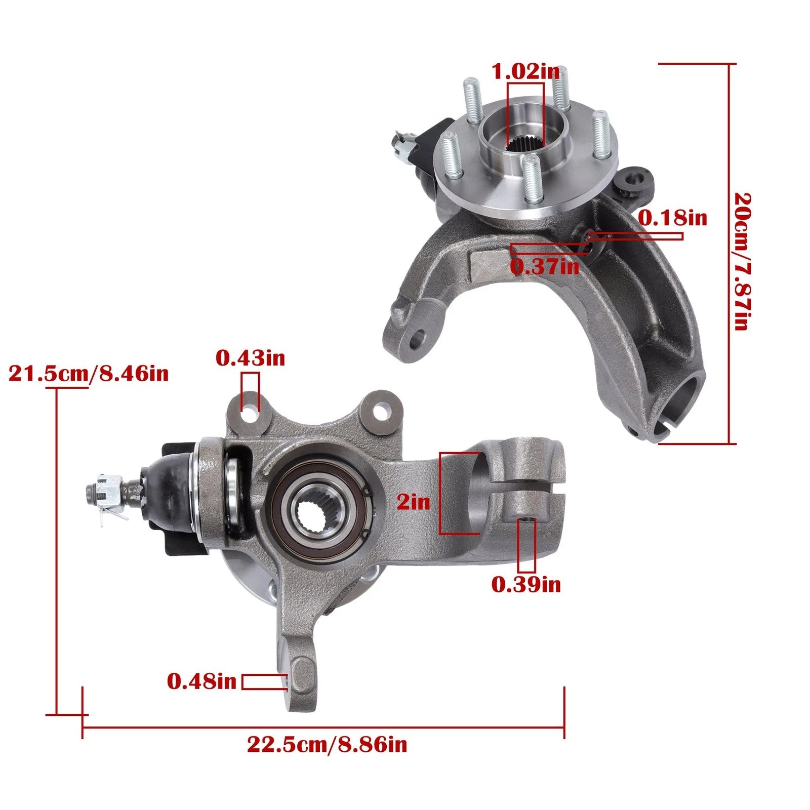 2X Front Steering Knuckles Wheel Hub Bearings for Ford Transit Connect (2010–2013)