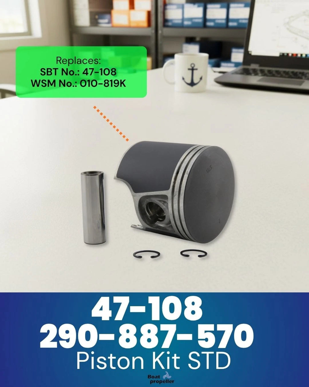 2X Piston Kit for SeaDoo 951 (47-108 290-887-570-F STD + Ring)