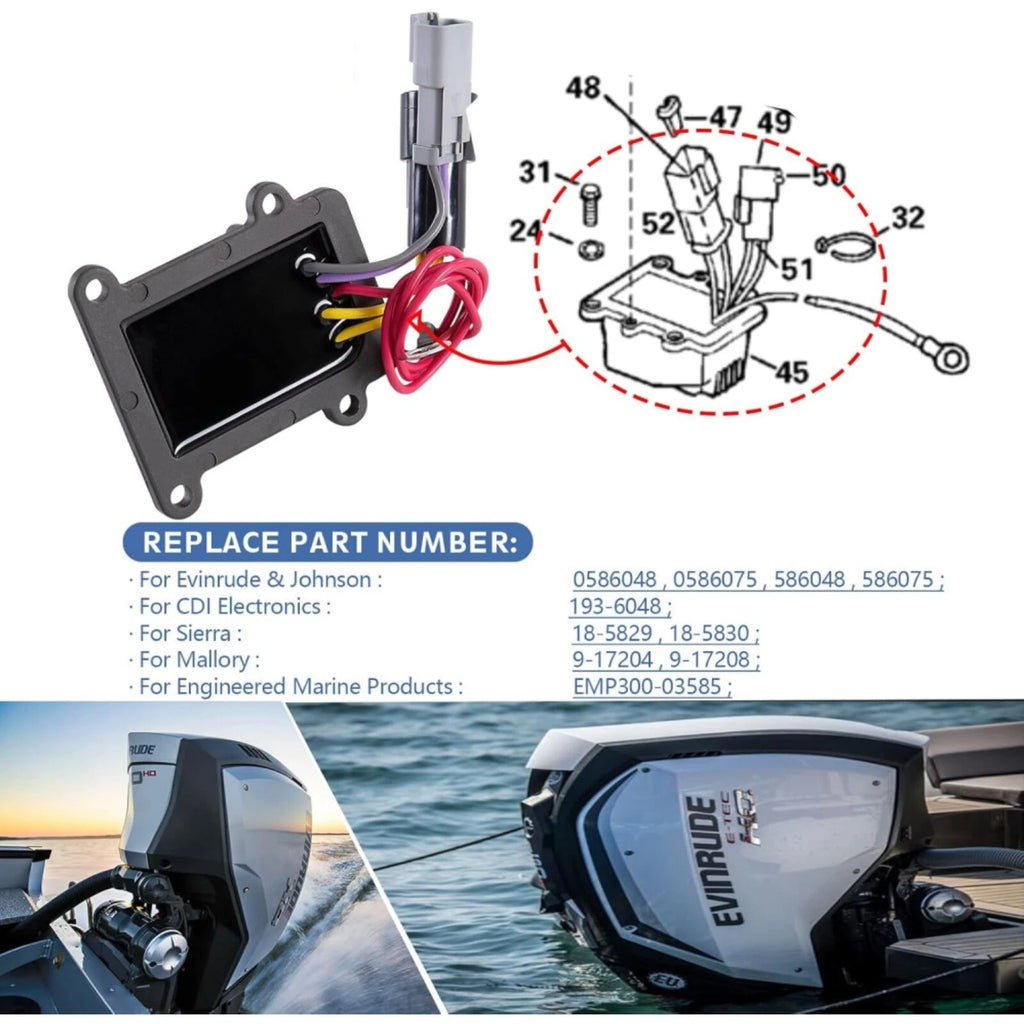Voltage Regulator for Johnson Evinrude (586048, 586075)