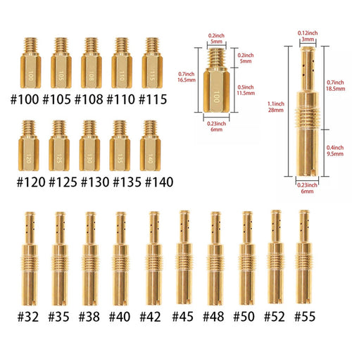 10x Carburetor Main Jets 100-140 & 10x Slow Pilot Jets 32-55 for OKO KOSO PE PWK (N/A)
