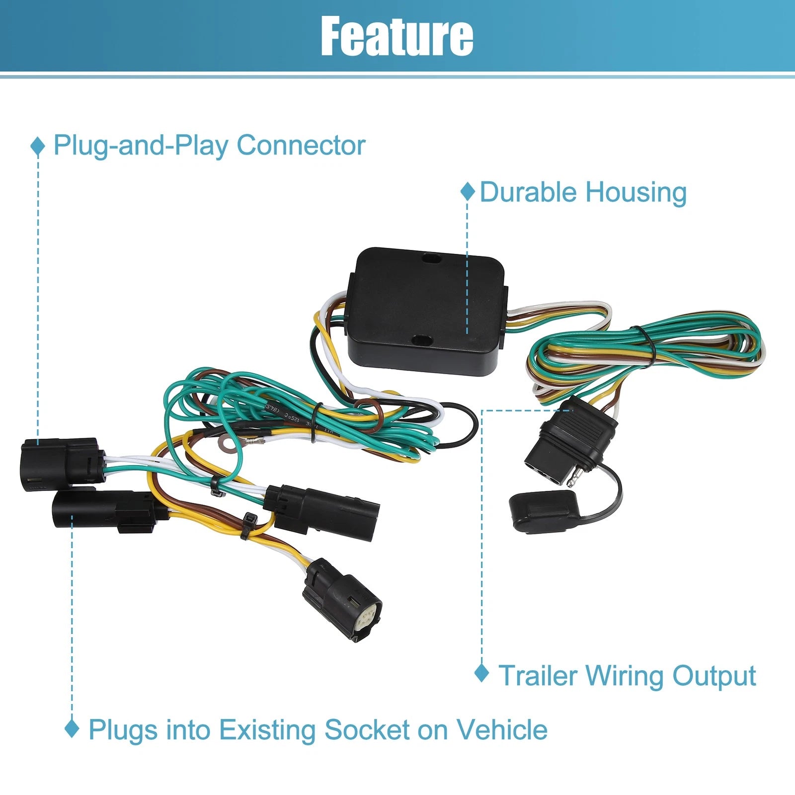 Trailer Wiring Harness 4 Pin Replacement for Ford Transit-150 250 (2015–2022)