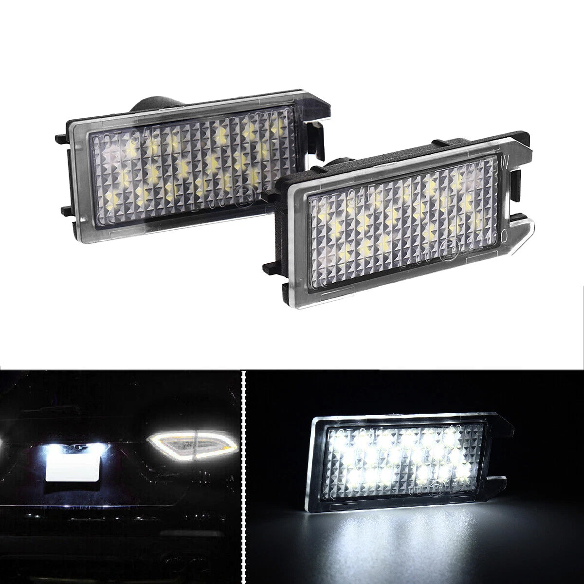 2X White LED License Plate Lights for Fiat 500 (2007–2021), Dodge Viper (1992–2017), Jeep Grand Cherokee (1999–2021)