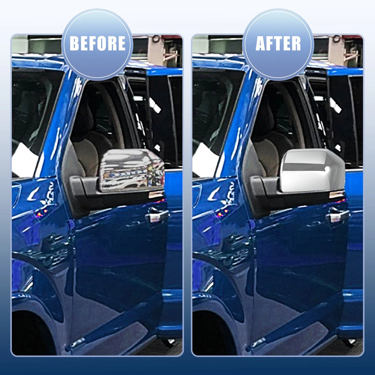 Chrome Rearview Mirror Cover Caps for Ford F150 (2015–2023)
