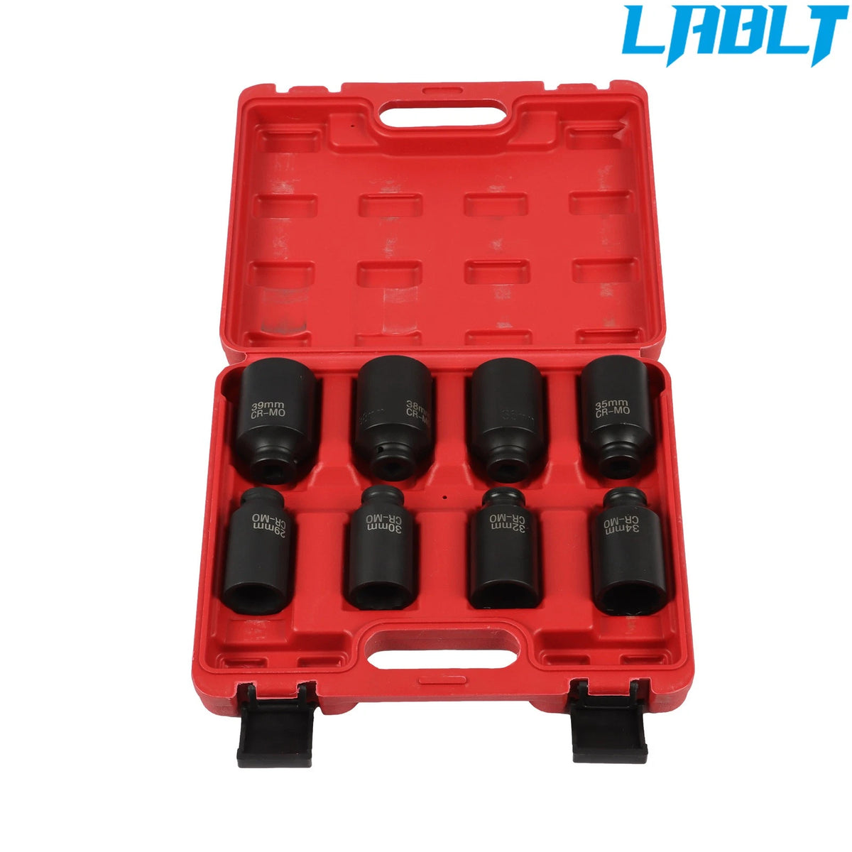Set of 8 Deep Spindle Axle Nut Impact Sockets 29mm-39mm for 1/2'' Drive