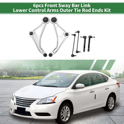 Set of 6 Front Stabilizer Bar Links & Lower Control Arms for Nissan Altima