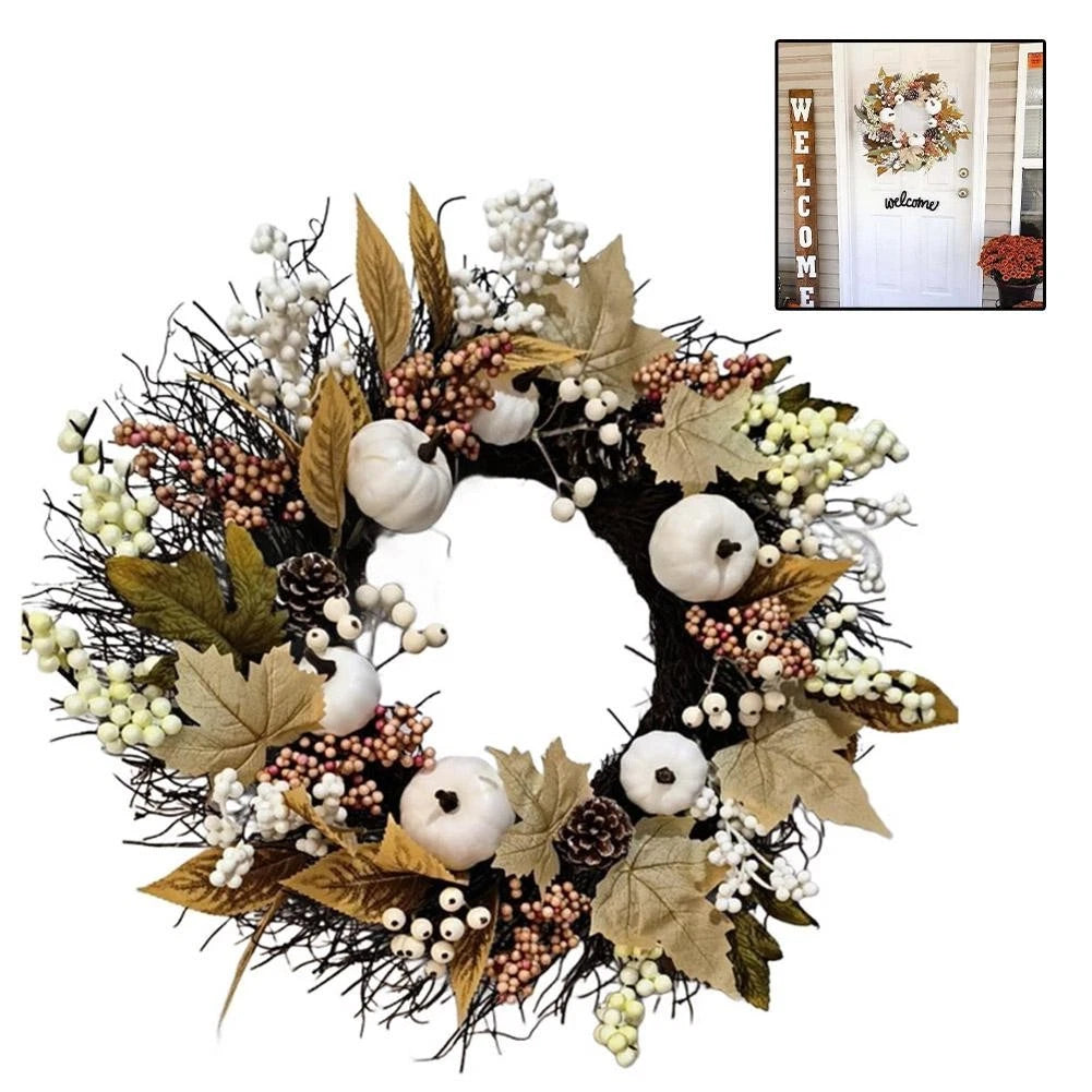 24 Inch Wreath with Sunflowers and Maple Leaves for Fall Decoration