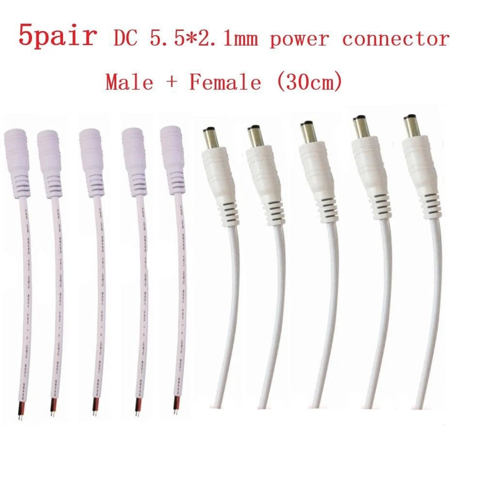 5.5x2.1mm Male Female DC Power Socket Jack Wire Connector for CCTV LED