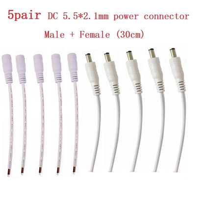 5.5x2.1mm Male Female DC Power Socket Jack Wire Connector for CCTV LED