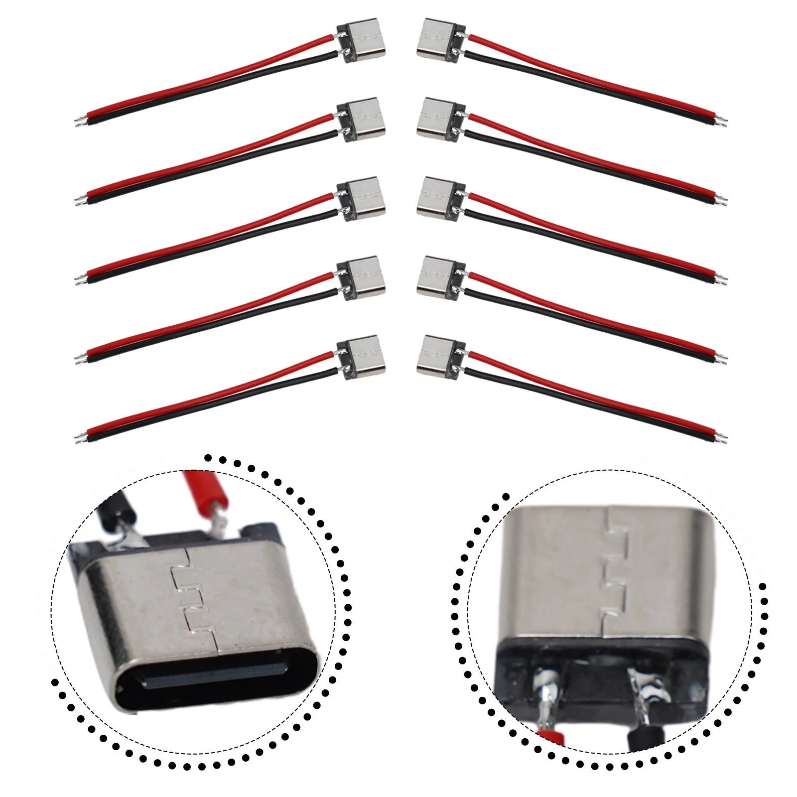 10X USB 2.0 Female Socket Power Cable for DIY Projects
