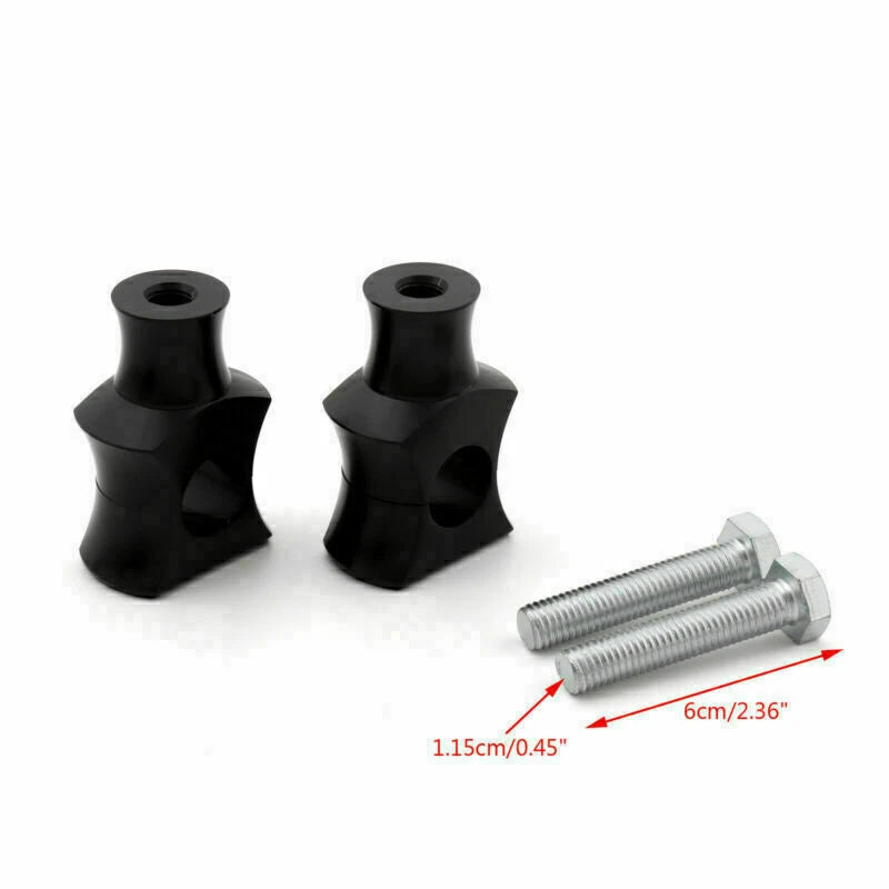 Set of 2 Black 7/8" 22mm Bar Clamp Risers for Dirt Bike ATV Quad