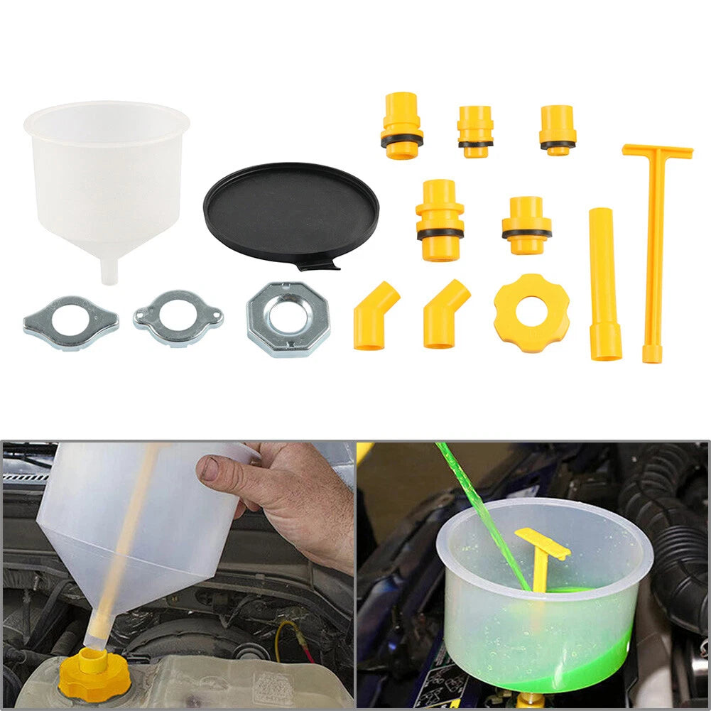 15 Pcs Radiator Coolant Filling Funnel Kit for Auto Fluid Oil Spill Proof
