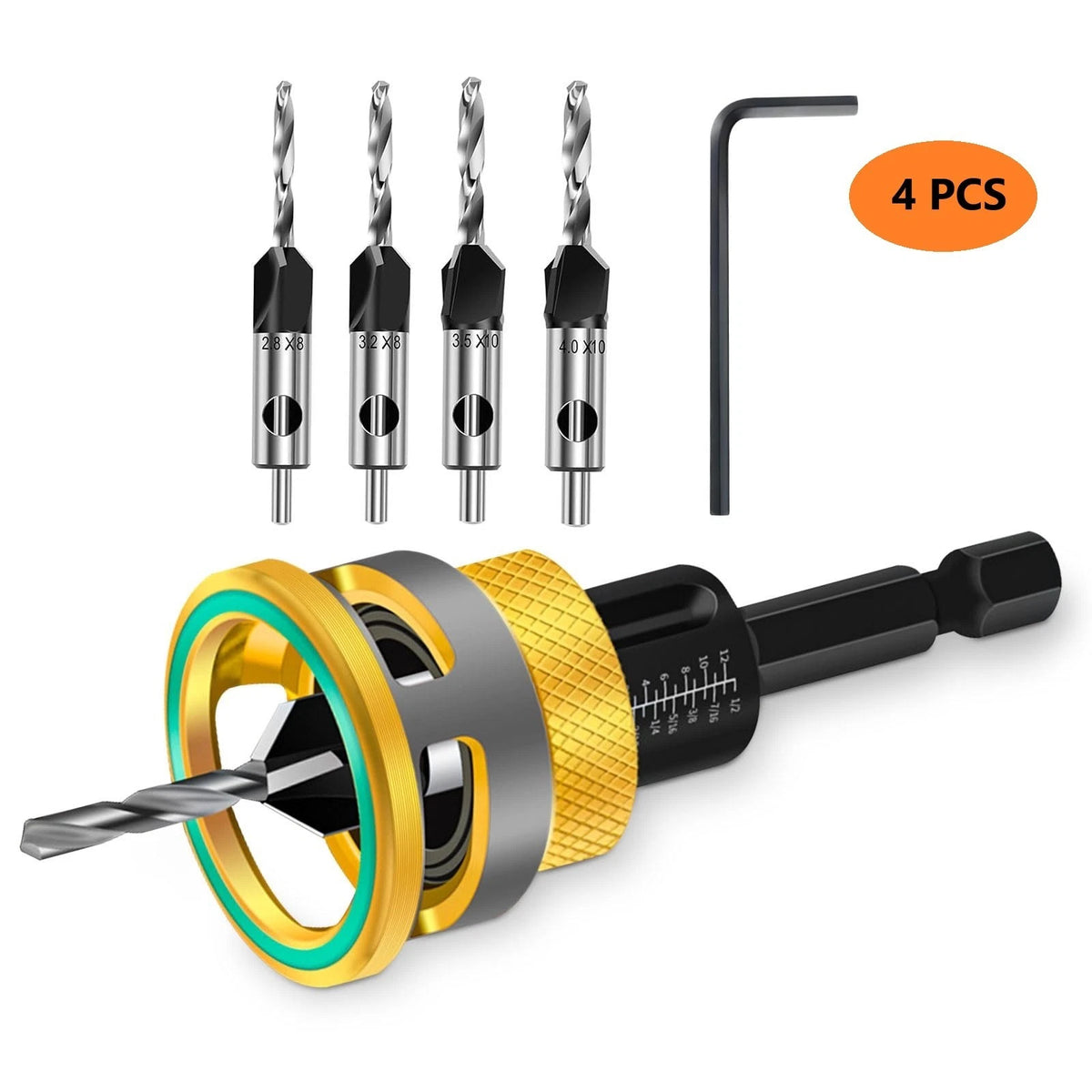 4-Piece Tapered Drill Bit Set for DIY Home Repairs