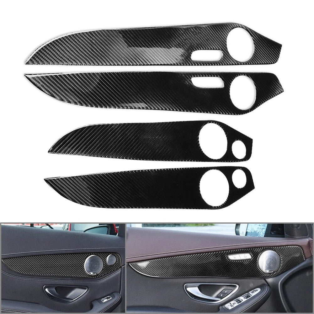 Interior Door Panel Cover Trim for GLC Class X253 (2016–2021) Carbon Fiber Black