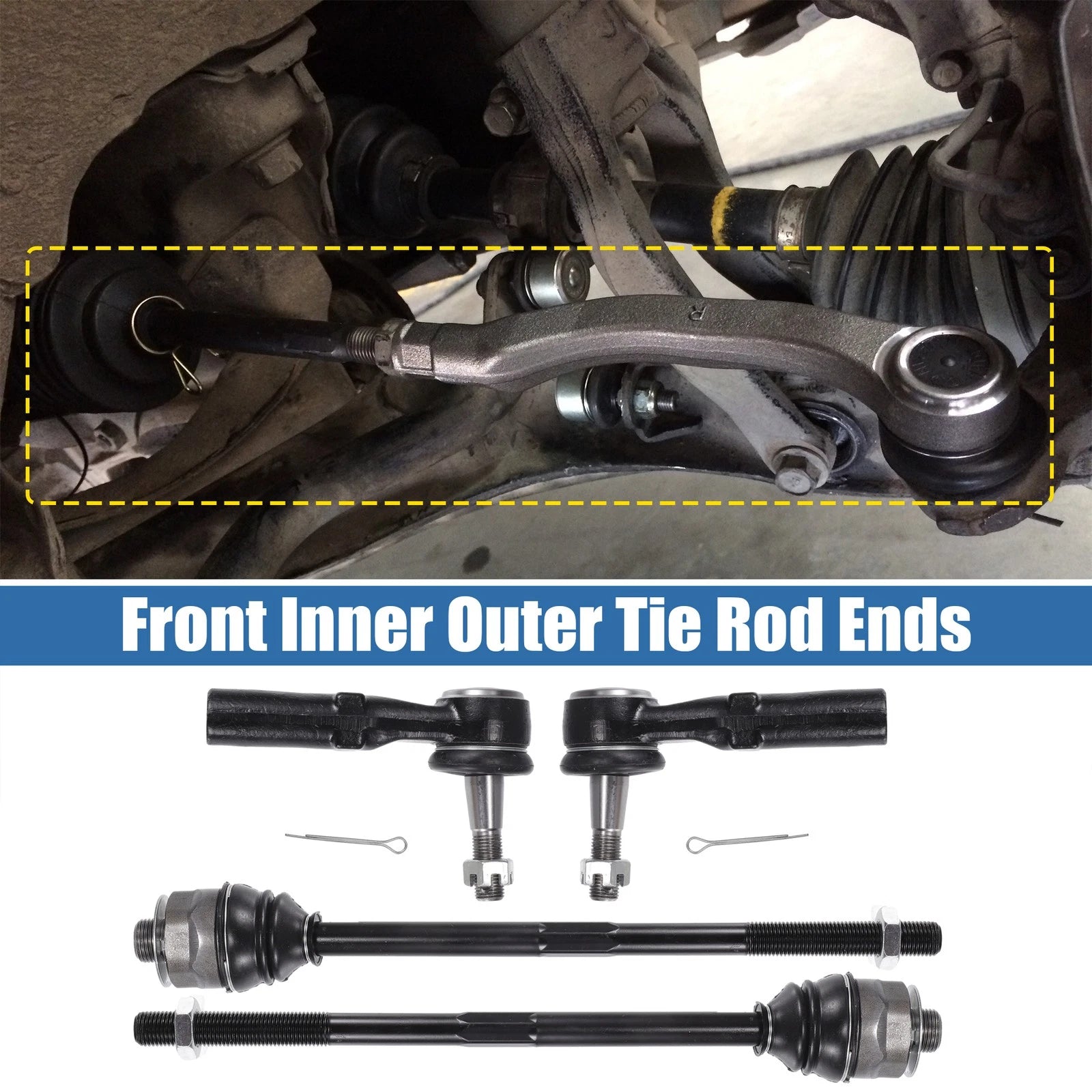 4pcs Front Inner Outer Tie Rod End Links Kit for Chevrolet Avalanche (2007–2013)