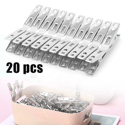 Set of 20 Stainless Steel Spring Loaded Clothes Pegs Laundry Clips