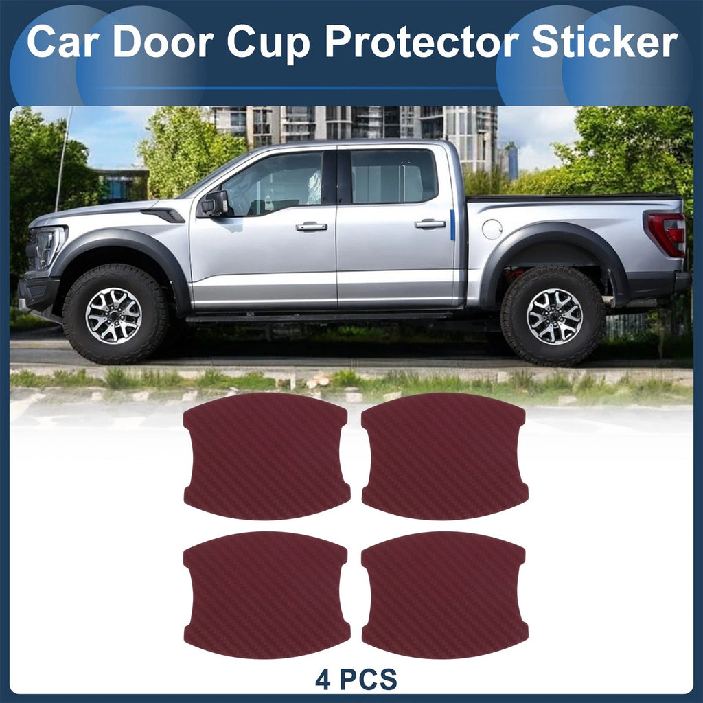 3D Car Door Handle Scratch Protector for (68x85mm, Wine Red)