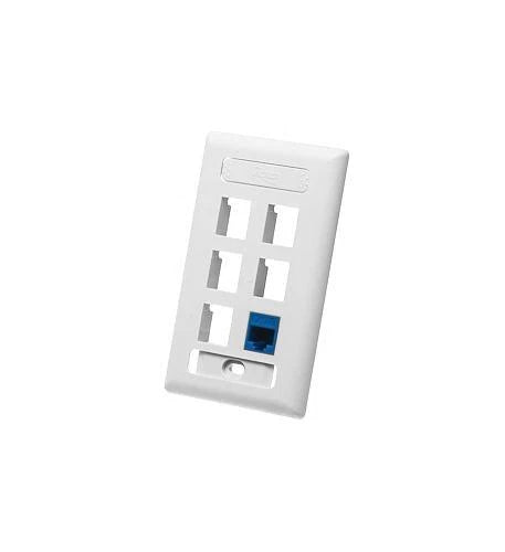 1-Gang 6-Port Faceplate for ICC IC107S06WH