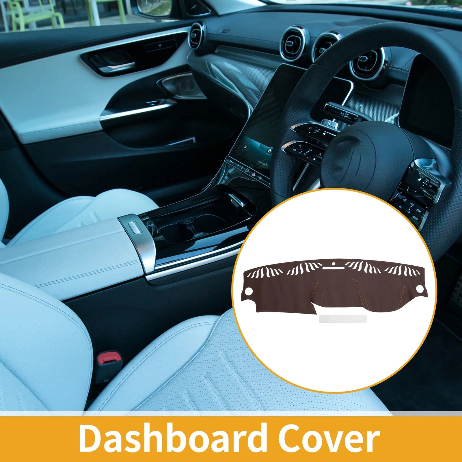 Dashboard Cover Dash Mat for Mercedes-Benz C-Class (2011–2013) Brown