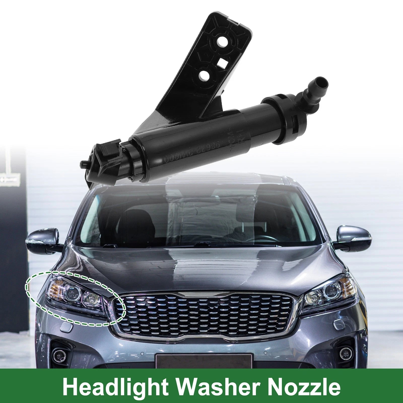 Front Passenger Side Headlight Washer Nozzle Replacement for Hyundai Santa Fe (2011–2018)