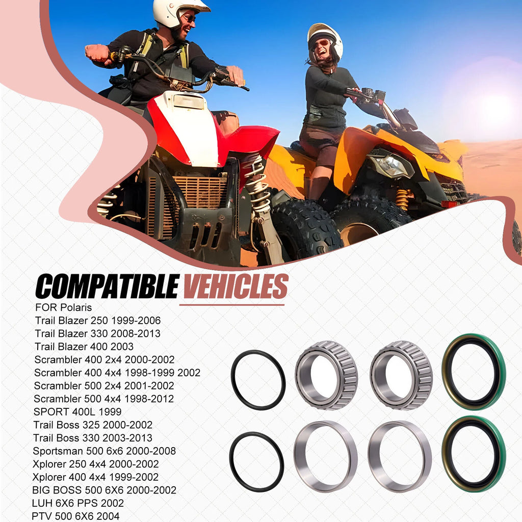 Rear Hub Bearing Seal Repair Kit for Polaris Scrambler 400 500 (1999–2002) 3554517 3554518