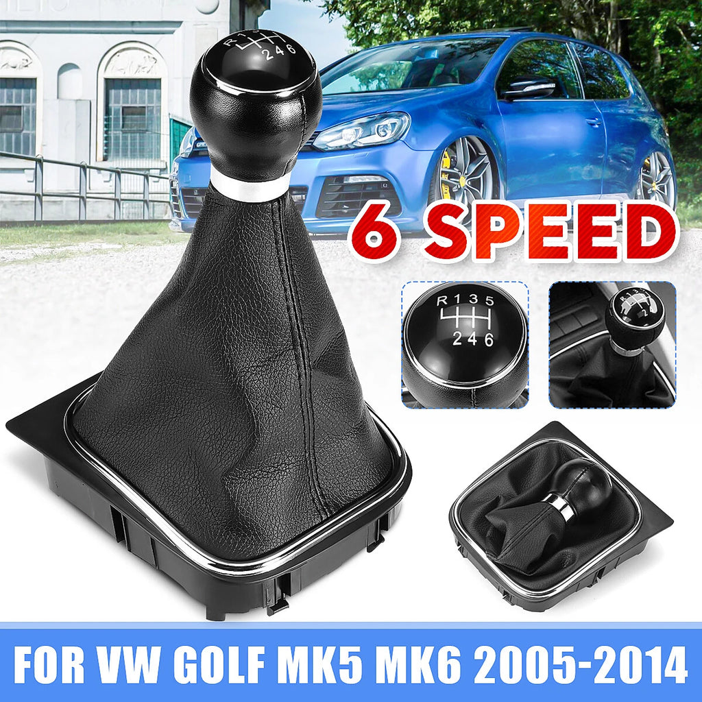 6 Speed Gear Shift Knob Leather Boot for VW Golf MK5 MK6 (2005–2014)