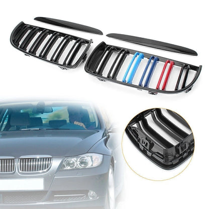 Upper Bumper Mesh Grille for BMW E90 E91 320i 323i 328i 335i (2004–2007) Shiny Black