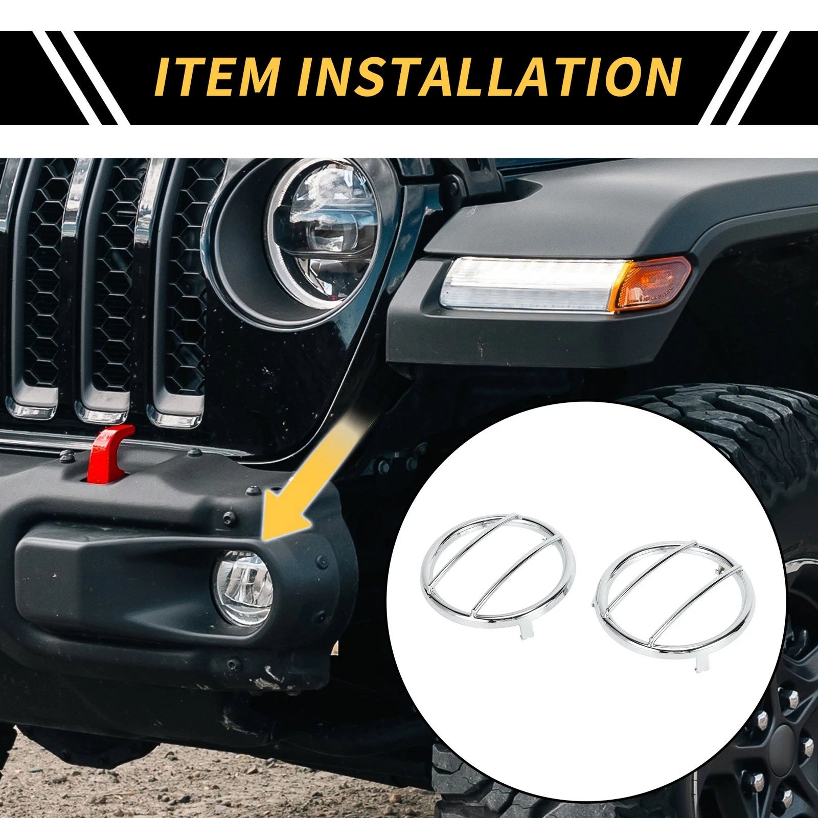 2X Turn Signal Light Grill Guard Protector Cap for Jeep Wrangler (2007–2017) Chrome