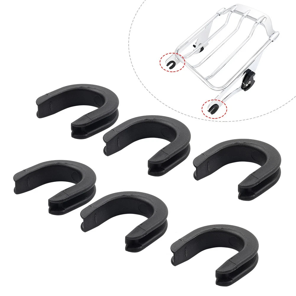 6x Luggage Rack Backrest Side Plate Mounting Bracket Grommet for Harley