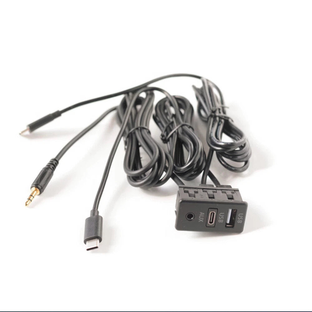 Dual Type-C to USB & RCA Audio Input Adapter for Car
