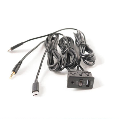 Dual Type-C to USB & RCA Audio Input Adapter for Car