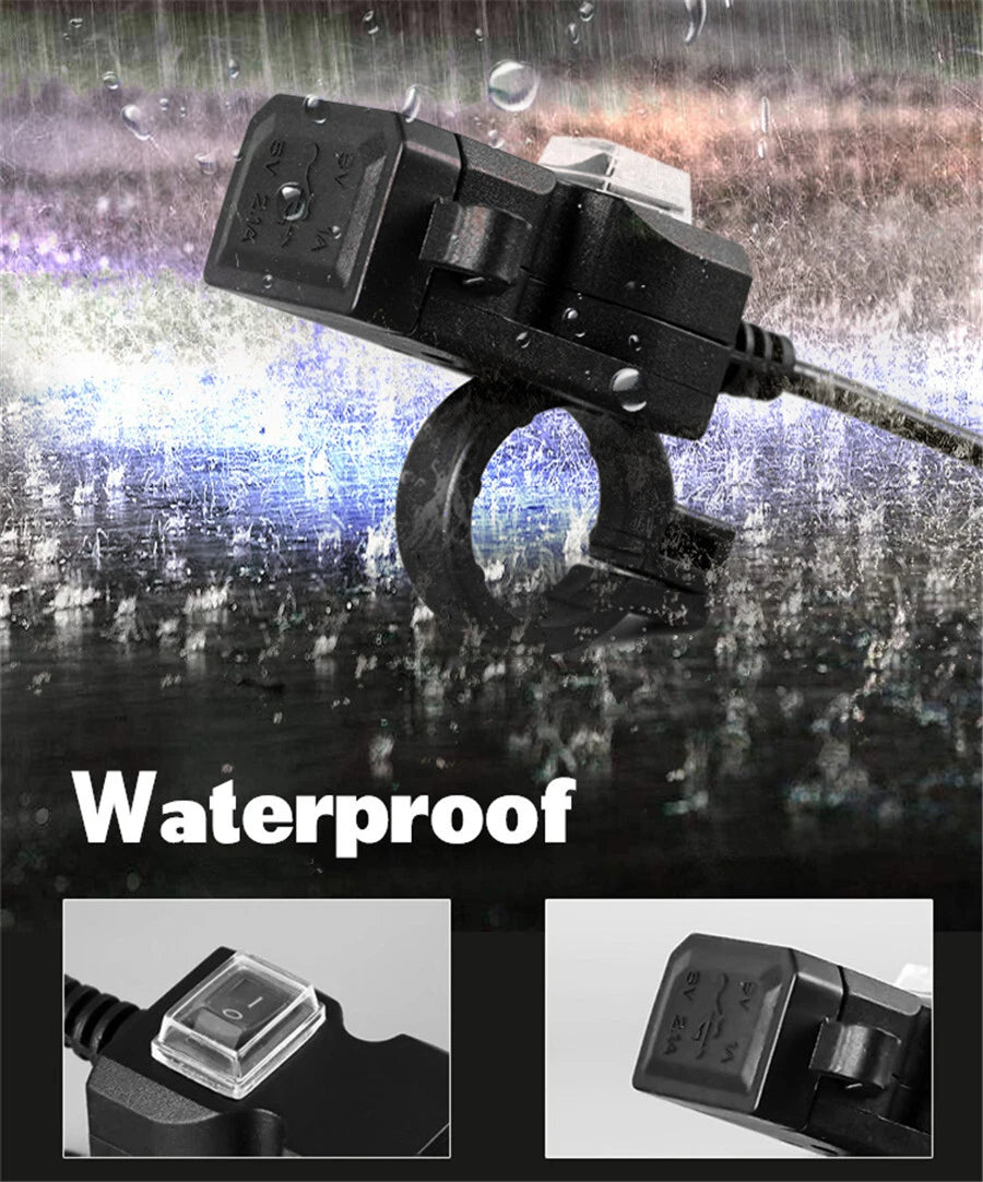 Dual-USB Charger Power Socket Adapter for Motorbike Motorcycle (12V)