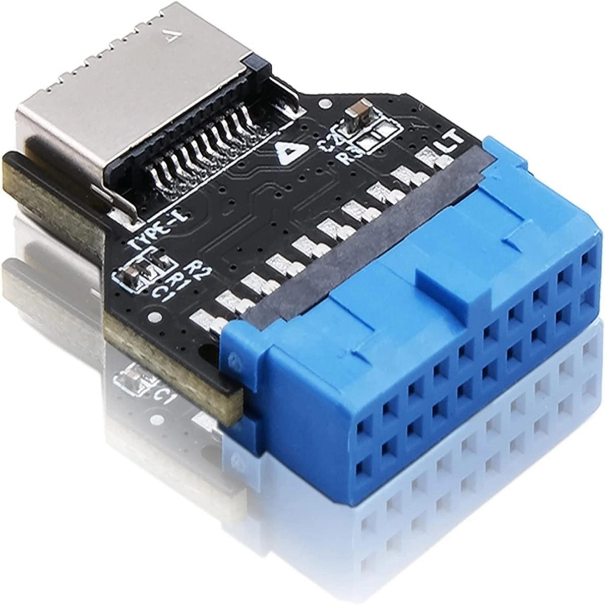 USB 3.0 Internal Header to USB 3.2 Type-C Converter (19-Pin to 20-Pin)