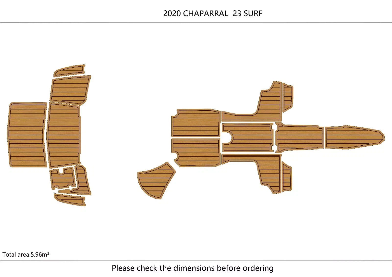 EVA Foam Faux Teak Deck Floor for Chaparral 23 Surf (2020)