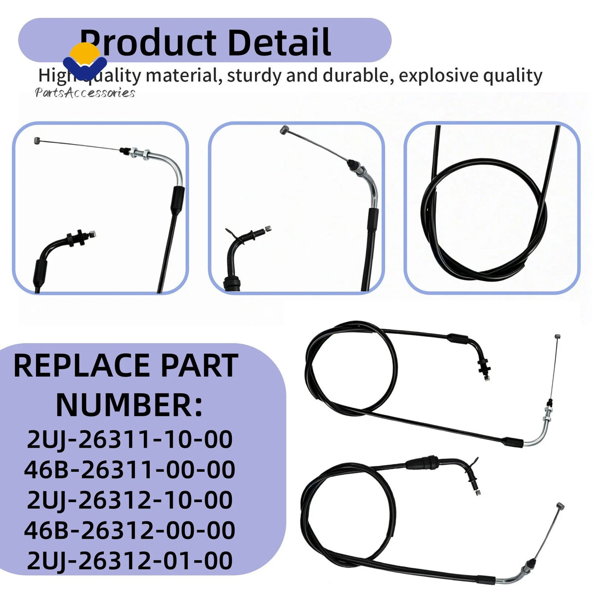 Throttle Cable Set for Yamaha Virago 250 XV250 (1995–2007) 2UJ-26311-10-00