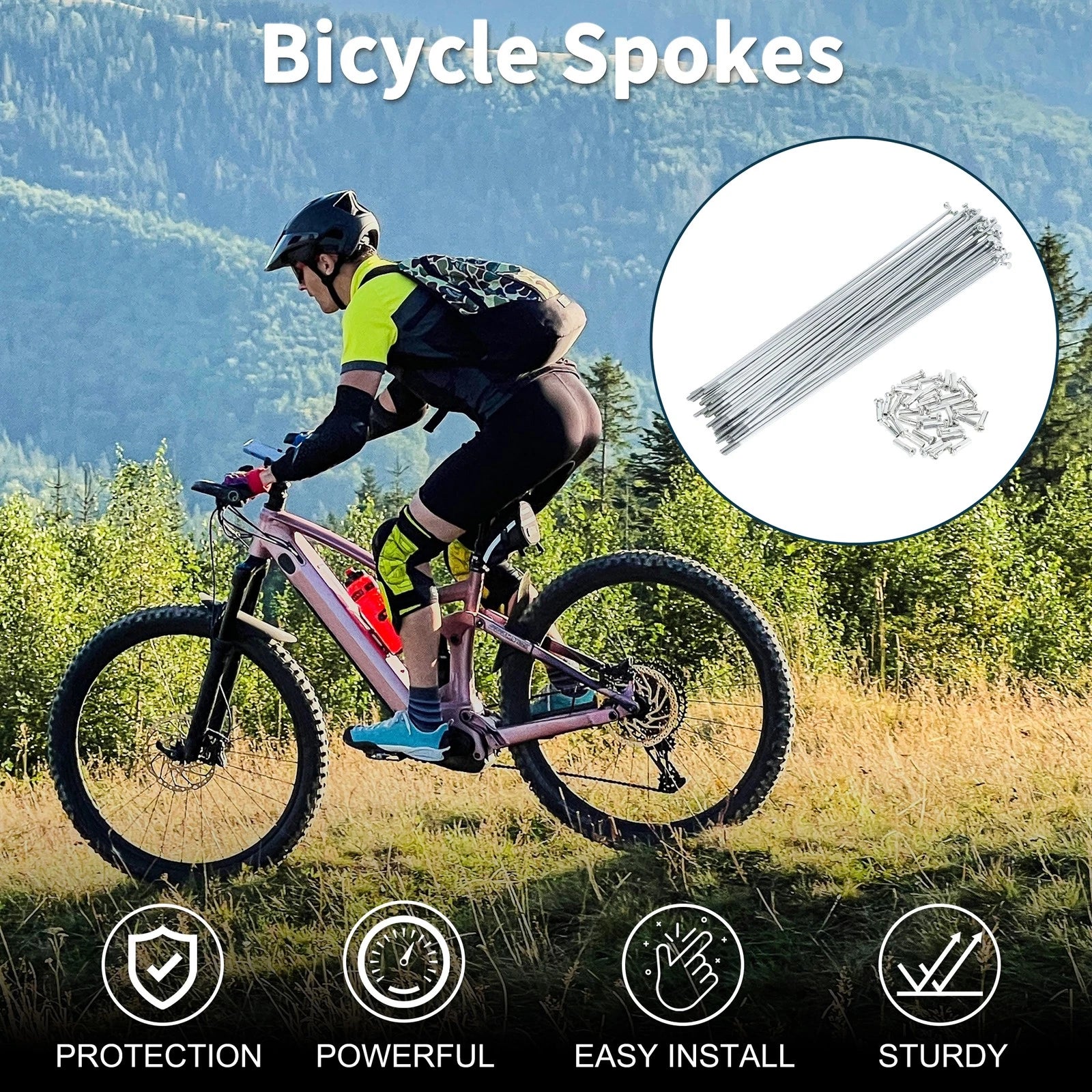 Spoke Nipples 202mm Carbon Steel Galvanized Universal for Bicycle (14G)