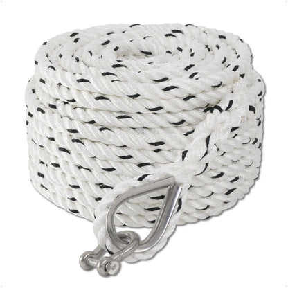 3/8 Inch Rope Line 100 ft with Thimble & Shackle for Marine Use